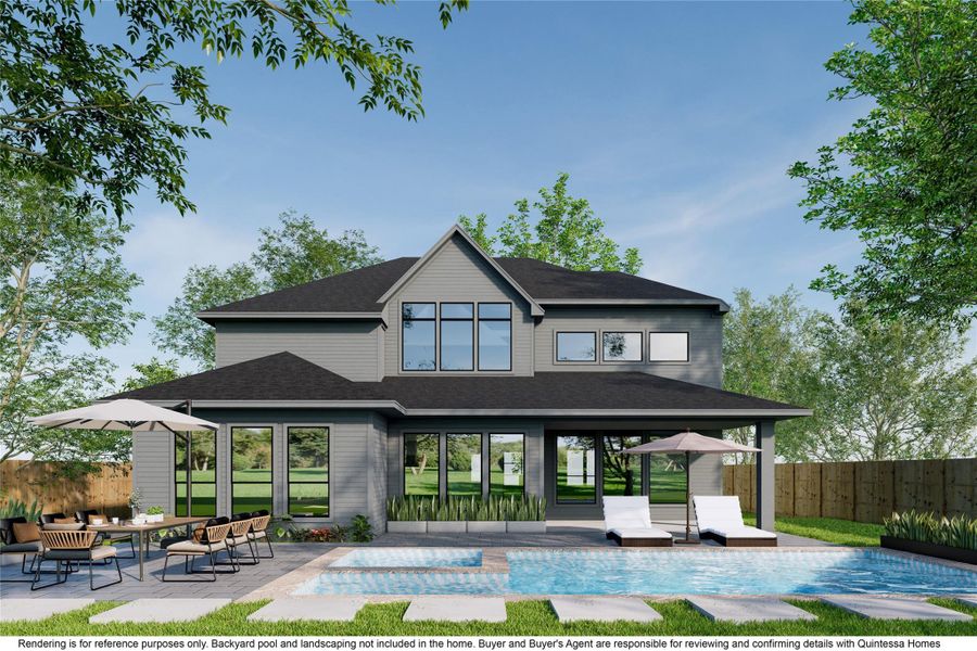 Artist Rendering of Backyard. Pool and Backyard Sod Not Included In Home.