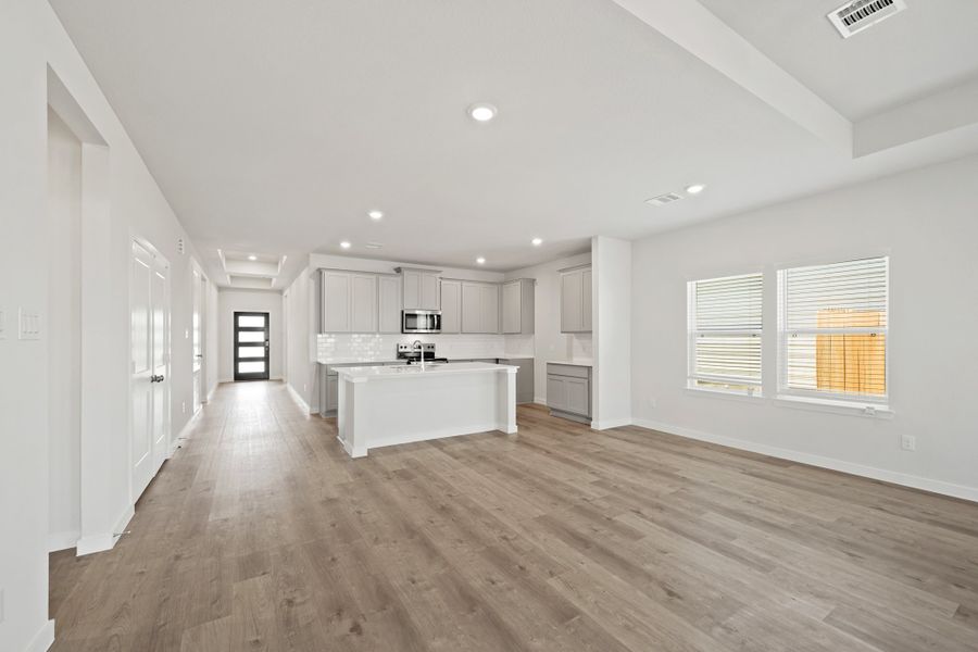 A large empty kitchen. A large empty kitchen.