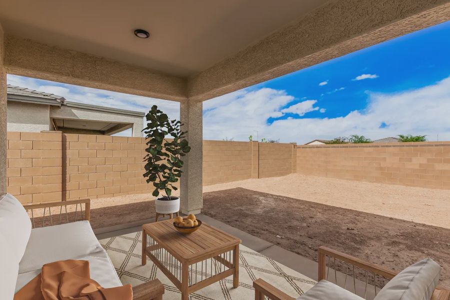 Representative exterior details of a home built from the Desert Rose by Elliott Homes in Forté at Granite Vista, Waddell (Image 3). Representative exterior details of a home built from the Desert Rose by Elliott Homes in Forté at Granite Vista, Waddell (Image 3).