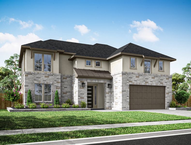 Representative exterior photo of a completed home built from the Avinger by Tri Pointe Homes in Dunham Pointe, Cypress, TX (Image 23).