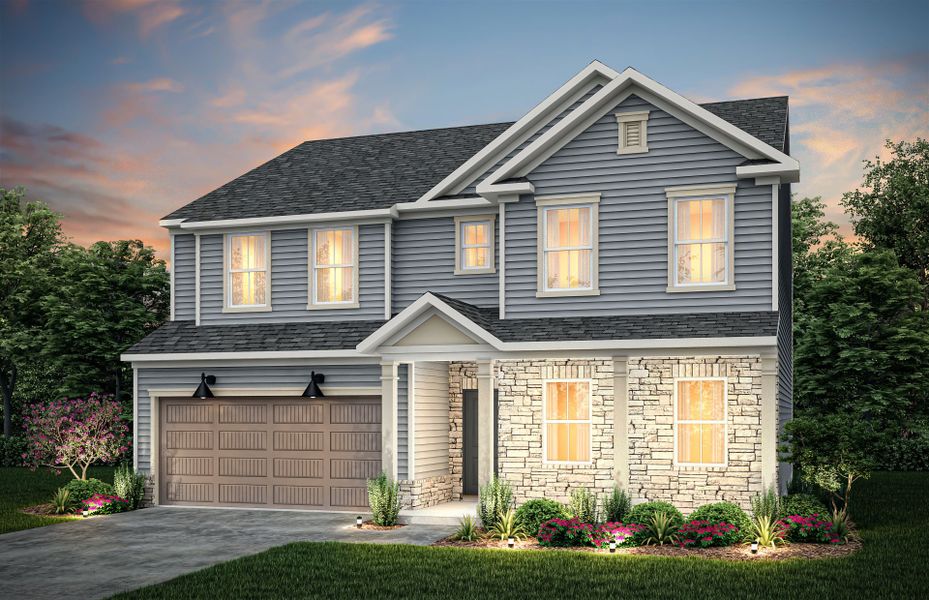 Front exterior of a new home in Stewarts Landing, Charlotte, NC, highlighting curb appeal (Image 22).
