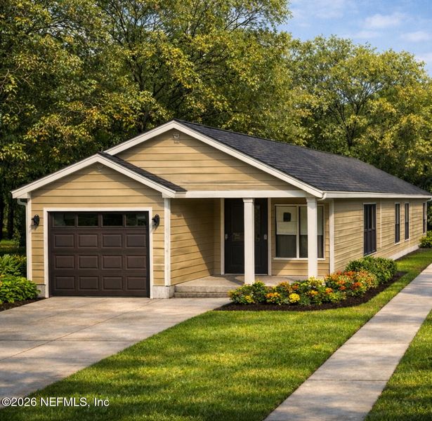 Front exterior of a new home in , Jacksonville, FL, highlighting curb appeal (Image 1). Front exterior of a new home in , Jacksonville, FL, highlighting curb appeal (Image 1).