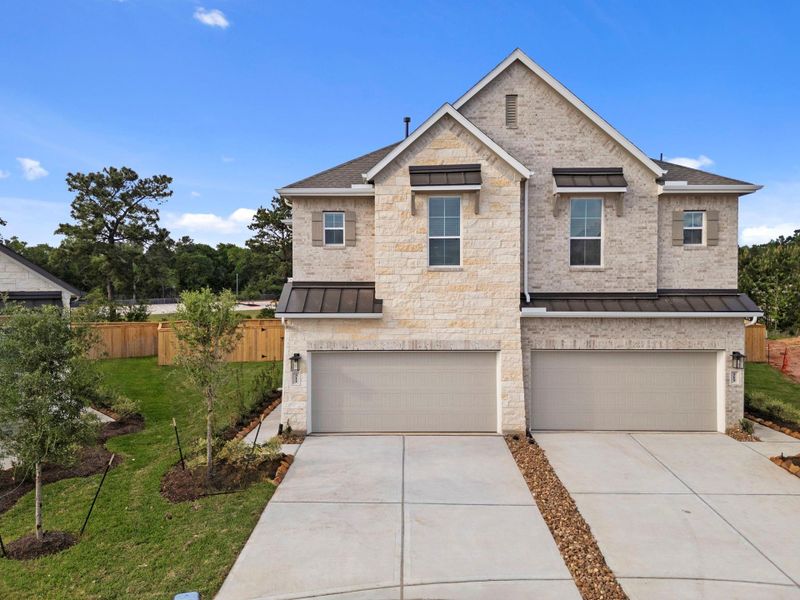 Front exterior of a new home in Woodforest, Montgomery, TX, highlighting curb appeal (Image 19).
