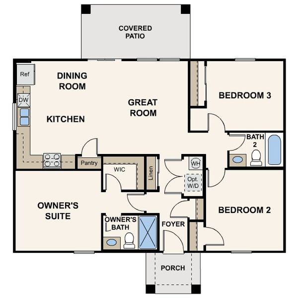 2D floor plan layout for the Sabrosa by Century Complete in Arizona City, Arizona City, AZ (Image 2).