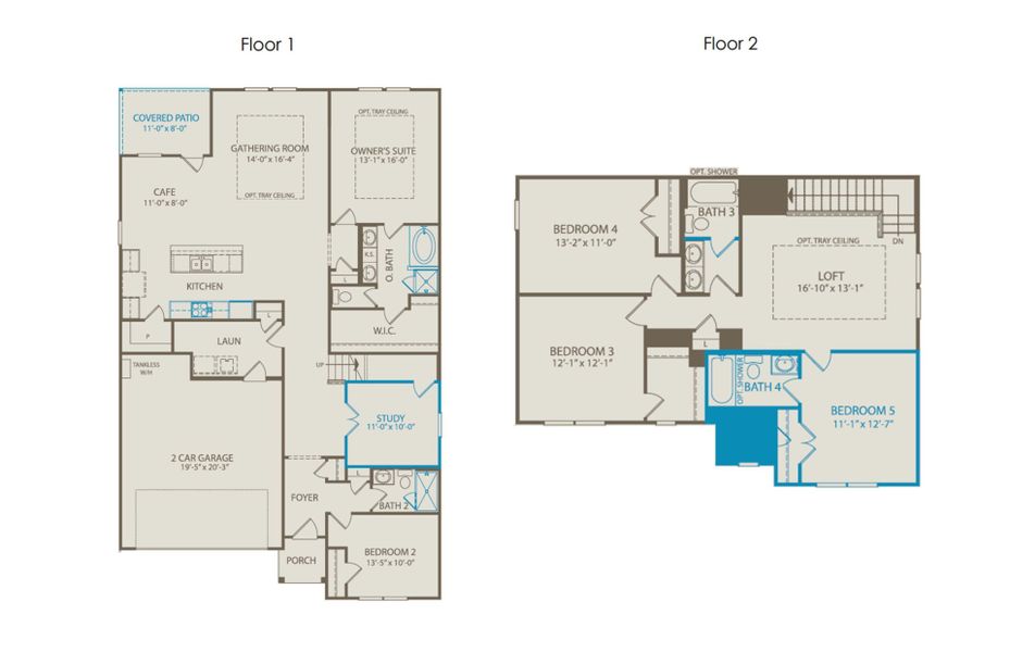 2D floor plan layout of this home in Wilson Creek Meadows, Celina, TX (Image 3).