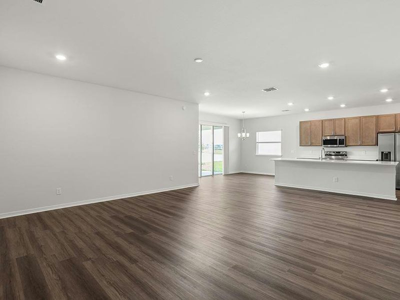 This spacious home includes a sunny open-concept layout.