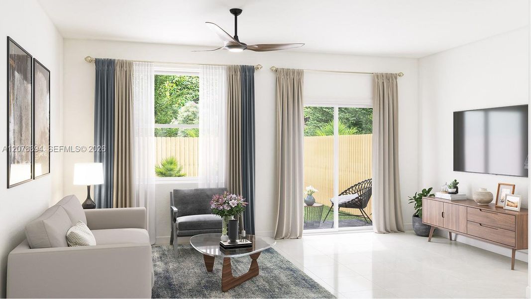 Furnished interior view inside a new home in Del Mar, Miami (Image 5).