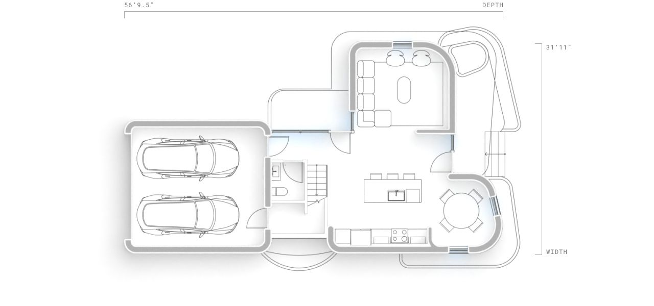 2D floor plan layout for the 2 Bedroom by ICON Technology in Mueller, Austin, TX (Image 3). 2D floor plan layout for the 2 Bedroom by ICON Technology in Mueller, Austin, TX (Image 3).
