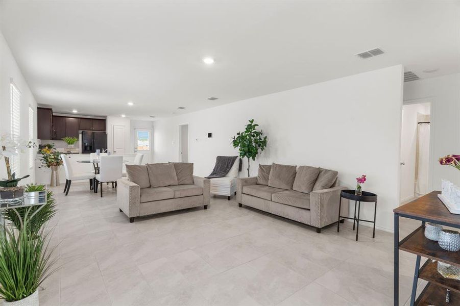 Spacious tiled living room