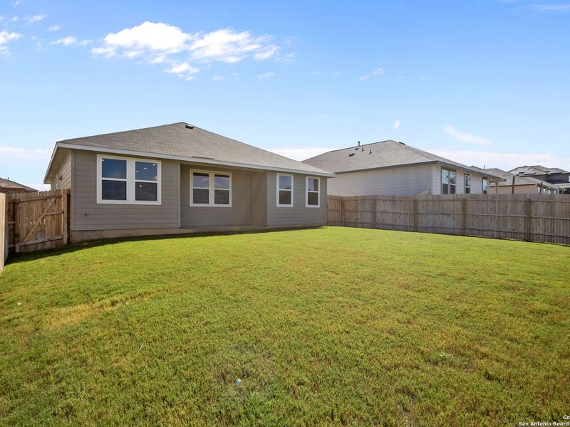Exterior details and patio area of a home in Horizon Pointe, Converse (Image 23).