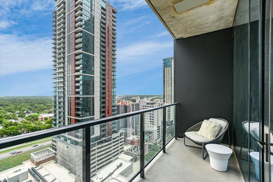 Exterior details and patio area of a home in The Modern Austin Residences, Austin (Image 2). Exterior details and patio area of a home in The Modern Austin Residences, Austin (Image 2).