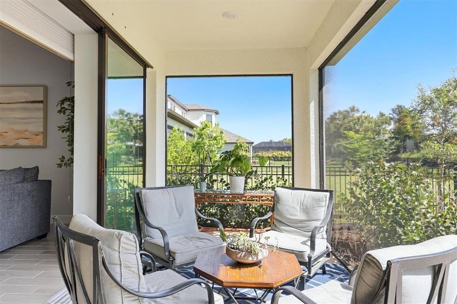 Exterior details and patio area of a home in Skye Ranch Community Group Page, Sarasota (Image 3).