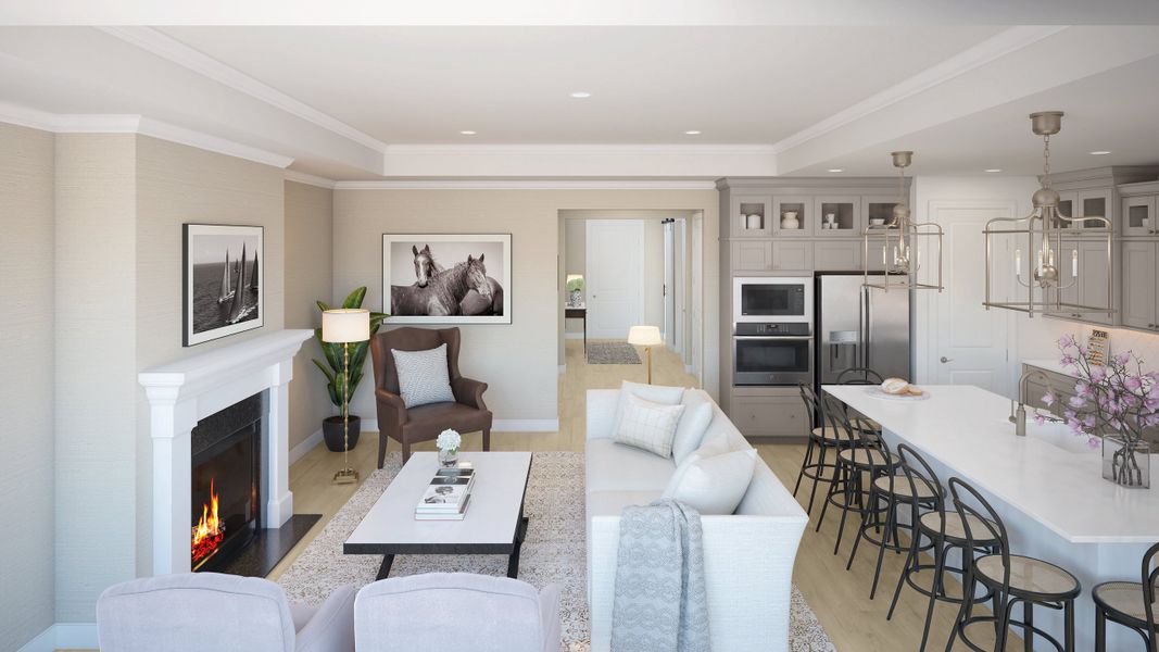 Coffered ceiling with crown moulding