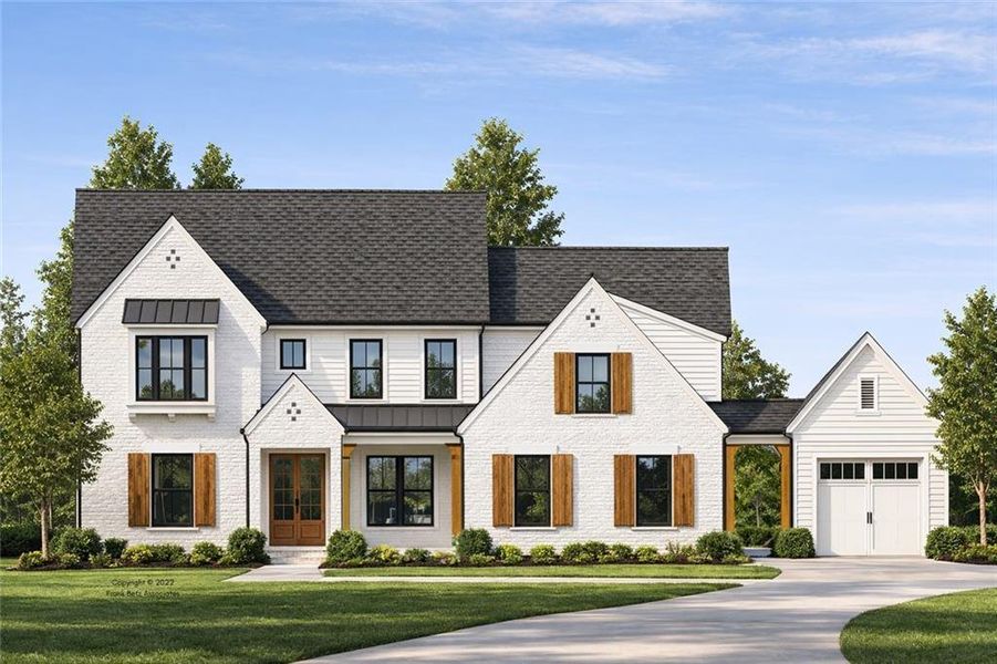 Front exterior of a new home in , Marietta, GA, highlighting curb appeal (Image 1). Front exterior of a new home in , Marietta, GA, highlighting curb appeal (Image 1).