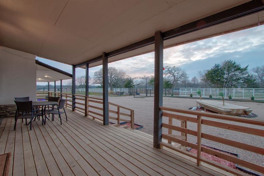 View from the covered deck off the living area space.
