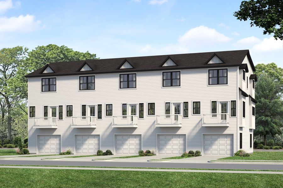 Front exterior of a new home in Renaissance Place, Greenville, SC, highlighting curb appeal (Image 2).