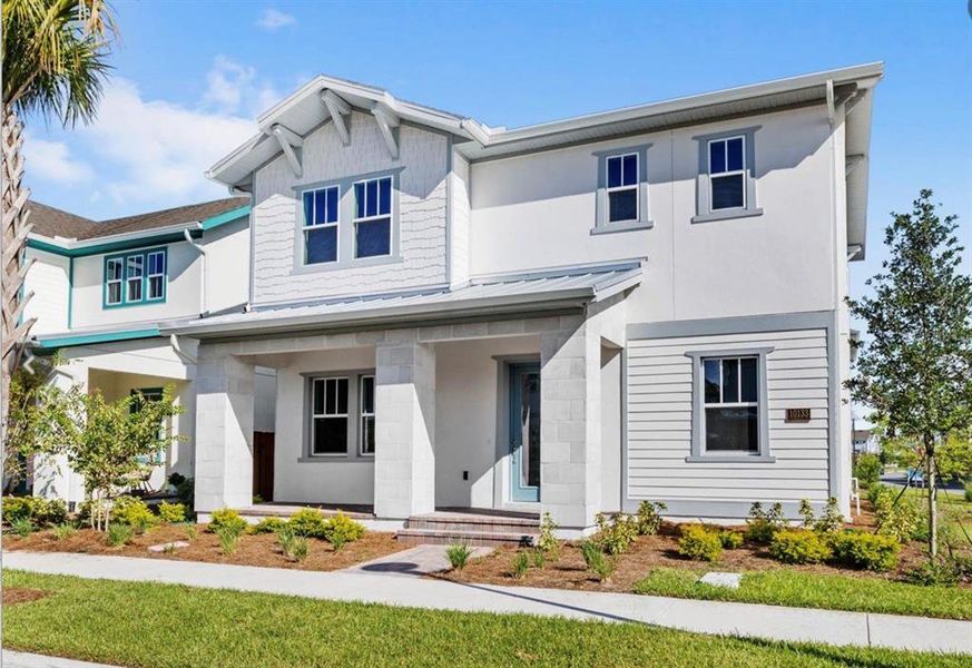 Front exterior of a new home in , Orlando, FL, highlighting curb appeal (Image 26).