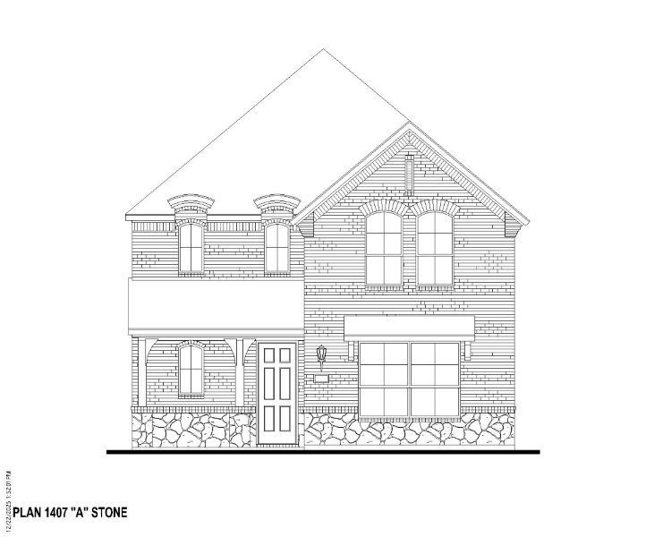 Plan 1407 Elevation A w/ Stone