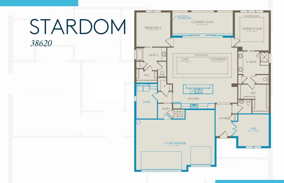 2D floor plan layout of this home in TerraWalk at Babcock Ranch, Alva, FL (Image 3).