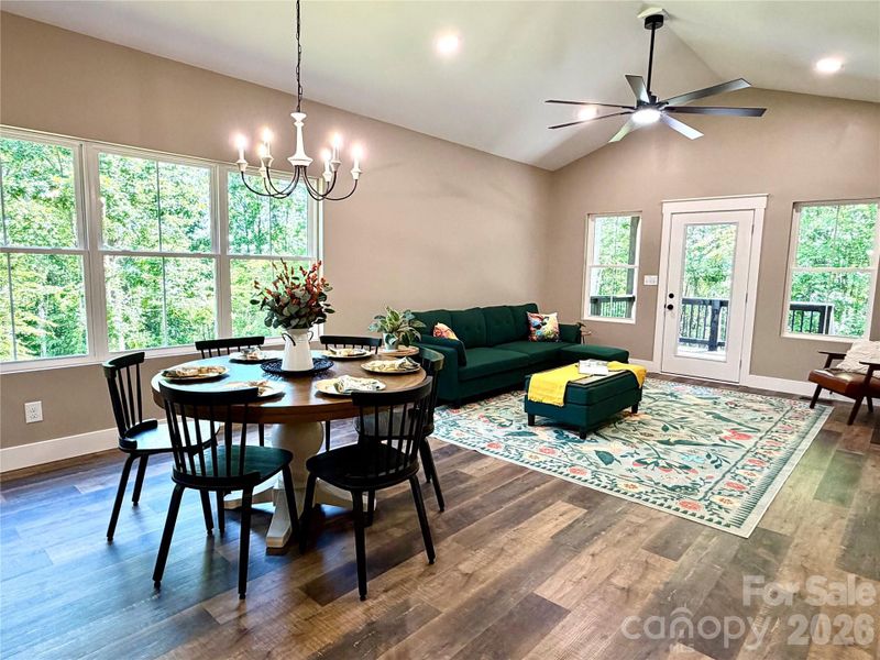 Dining room and great room Dining room and great room
