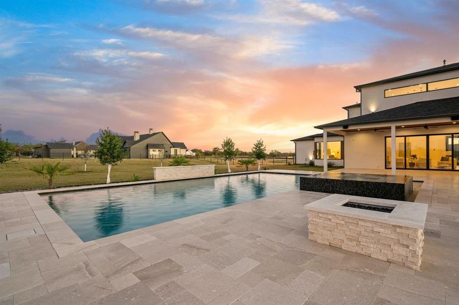 Resort-style backyard with pool, spa, and entertaining spaces. Resort-style backyard with pool, spa, and entertaining spaces.