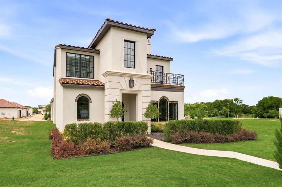 Front exterior of a new home in , Flower Mound, TX, highlighting curb appeal (Image 22). Front exterior of a new home in , Flower Mound, TX, highlighting curb appeal (Image 22).