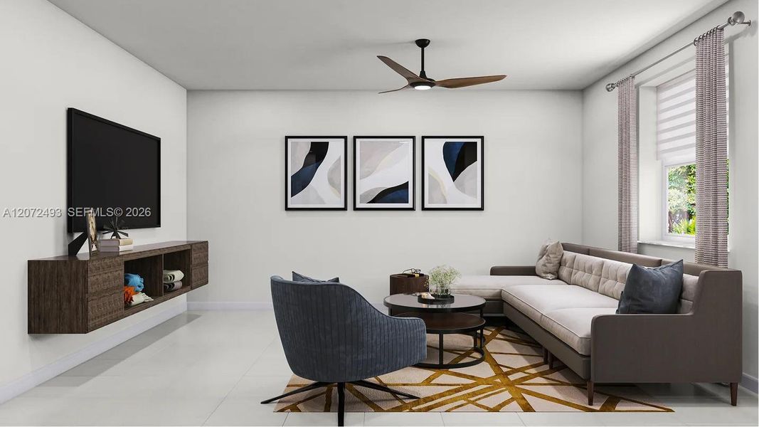 Furnished interior view inside a new home in Heron Pointe, Miami (Image 6).
