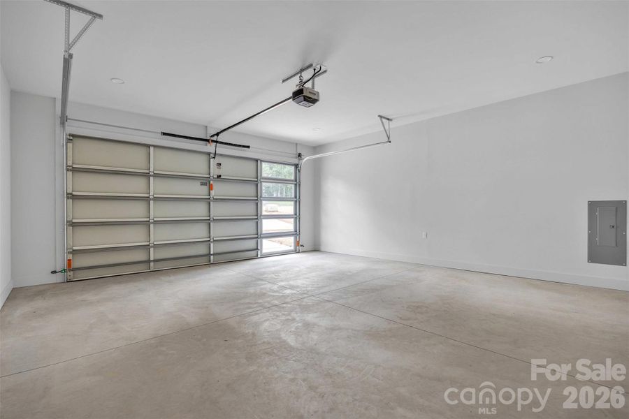 Custom garage door that allows natural light to flow through