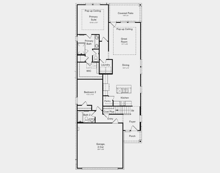 2D floor plan layout for the Paisley by Taylor Morrison in Ryehill, Rosenberg, TX (Image 3).