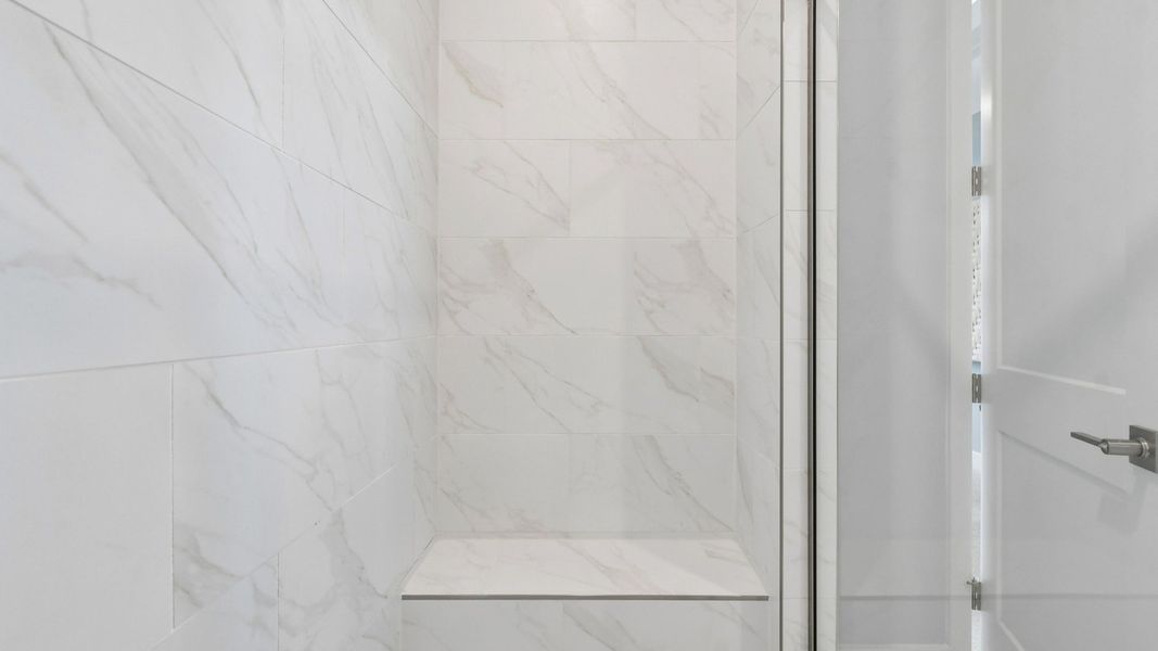 Primary En Suite Shower with Seat Marigold Floor Plan at Haven at Diamond Springs