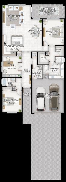 2D floor plan layout for the Luna by GL Homes in Valencia Sky (55+), Naples, FL (Image 5).