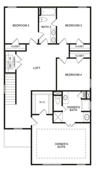 2D floor plan layout for the The Franklin II by Direct Residential Communities in Fairview Lake, Conyers, GA (Image 4).