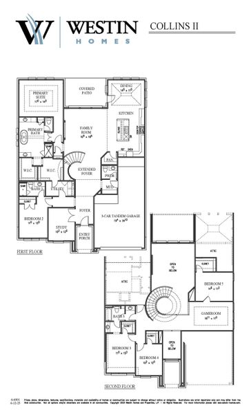 2D floor plan layout for the The Collins II by Westin Homes in Nolina, Georgetown, TX (Image 2).