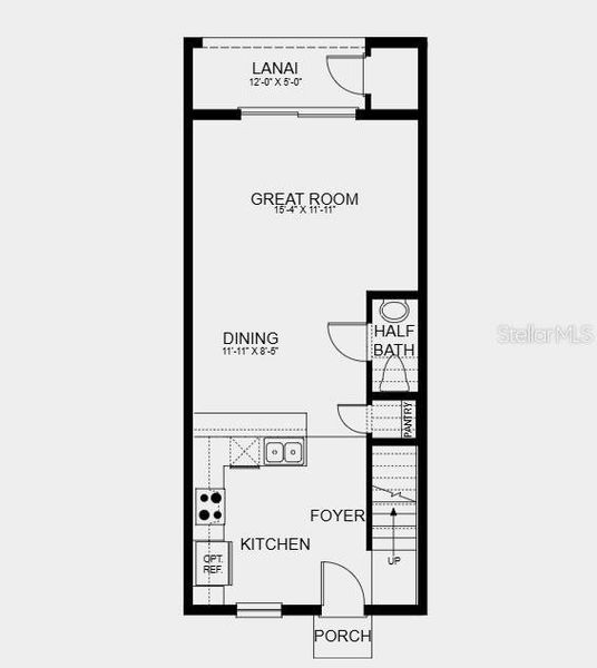2D floor plan layout of this home in The Townhomes at Westview, Kissimmee, FL (Image 2).
