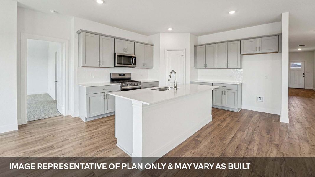 Representative furnished interior of a home built from the The Courtland by D.R. Horton in Railhead, Cedar Creek (Image 4).