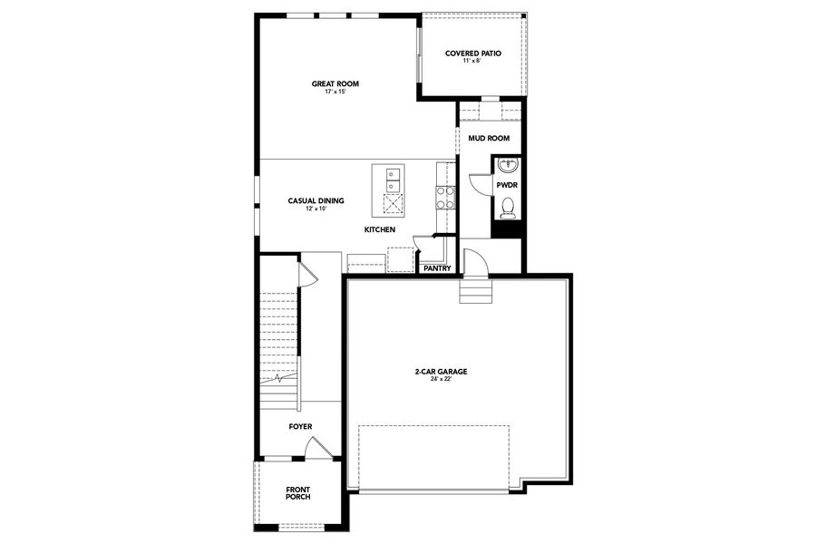 2D floor plan layout for the Wallflower by Brightland Homes in Granary, Johnstown, CO (Image 3).