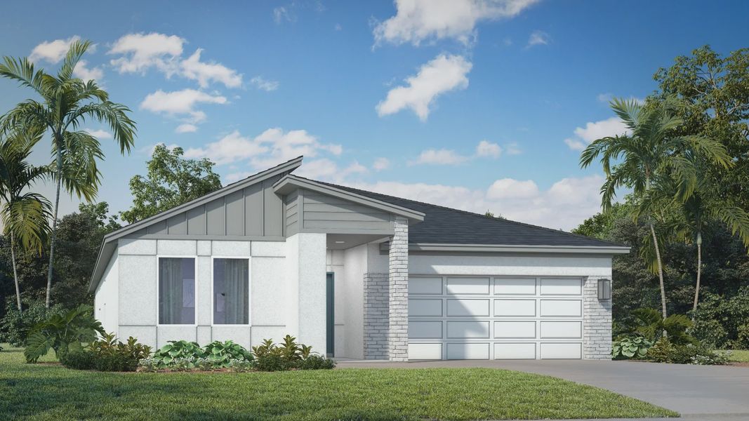 Representative exterior photo of a completed home built from the Castaway - Multi-Gen Retreat by DRB Homes in Liberty Trace, Haines City, FL (Image 3).