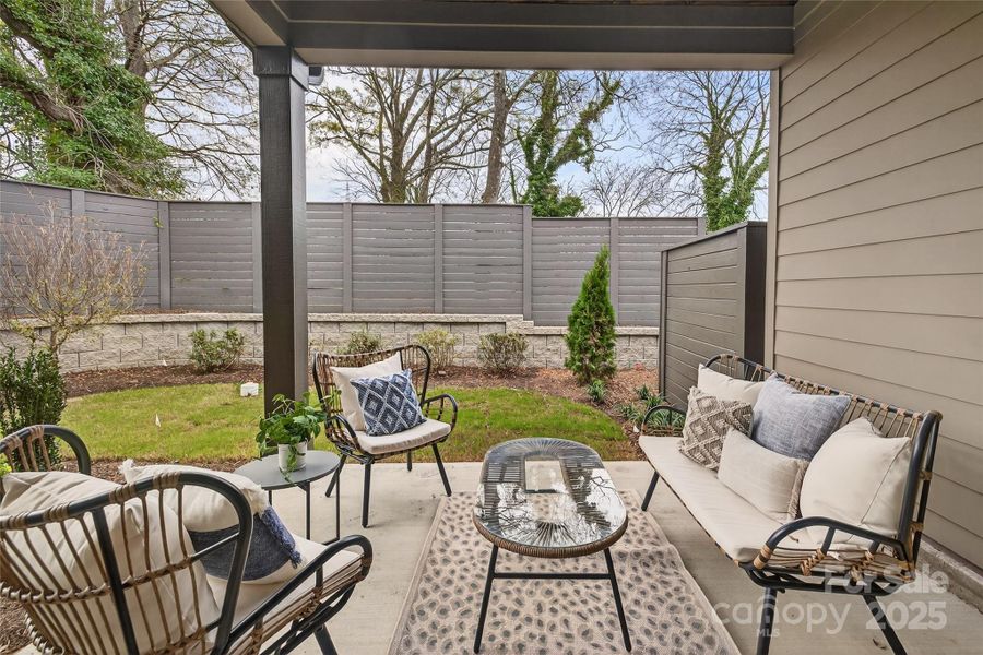 Exterior details and patio area of a home in , Charlotte (Image 3). Exterior details and patio area of a home in , Charlotte (Image 3).