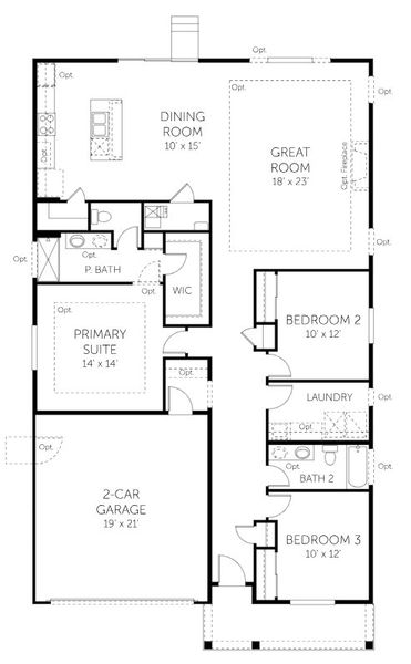 2D floor plan layout for the Silverthorne - Single Family Homes by Dream Finders Homes in Hidden Creek, Frederick, CO (Image 3).
