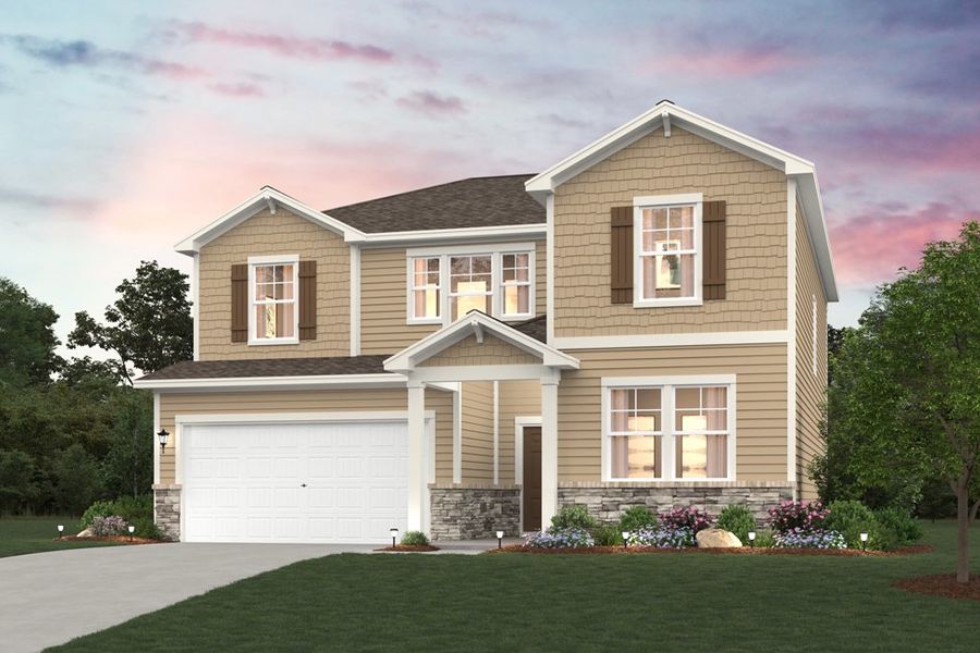 A house with a lawn and trees.