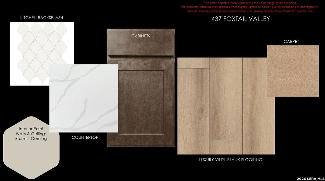 Sample of building materials used in homes in Foxbrook, Cibolo (Image 4).