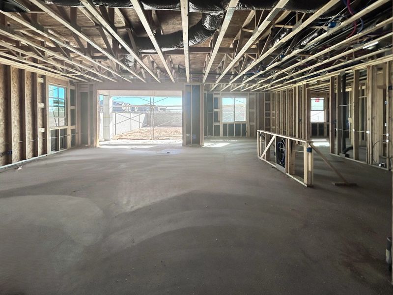 Great room, kitchen and dining