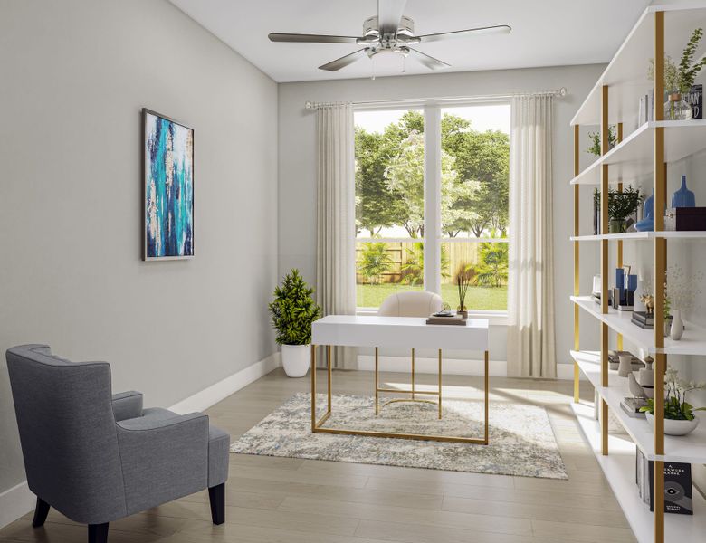 Representative furnished interior of a home built from the Seville by Tri Pointe Homes in Woodson’s Reserve, Spring (Image 6).