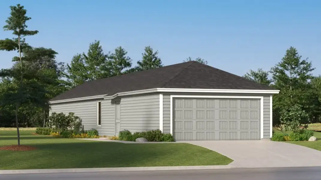 Front exterior of a new home in Santa Fe Village, Cleveland, TX, highlighting curb appeal (Image 1). Front exterior of a new home in Santa Fe Village, Cleveland, TX, highlighting curb appeal (Image 1).