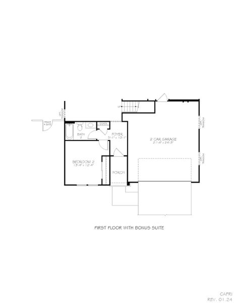 2D floor plan layout for the Capri by Epcon Communities in Lakeside at Millican Reserve, College Station, TX (Image 24).