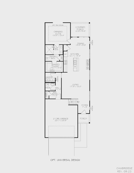 2D floor plan layout for the Cambridge by Epcon Communities in The Courtyards at Oak Grove, Durham, NC (Image 25).