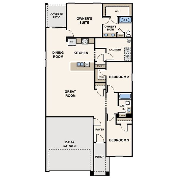 2D floor plan layout of this home in North Fork at Laughlin Ranch, Bullhead City, AZ (Image 3).