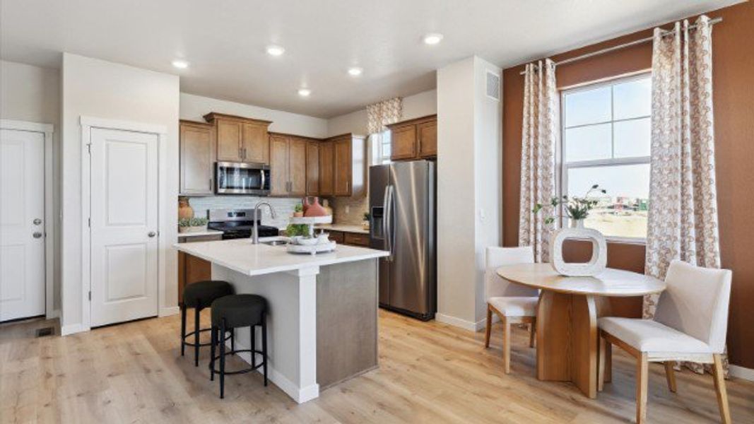 Furnished interior view inside a new home in Horizon Uptown, Aurora (Image 7). Furnished interior view inside a new home in Horizon Uptown, Aurora (Image 7).