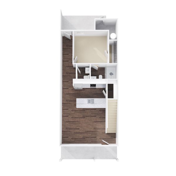2D floor plan layout for the TH 1442 INT by Foundation Home Builders LLC in Stokesburg Road Townhomes, Walnut Cove, NC (Image 2).