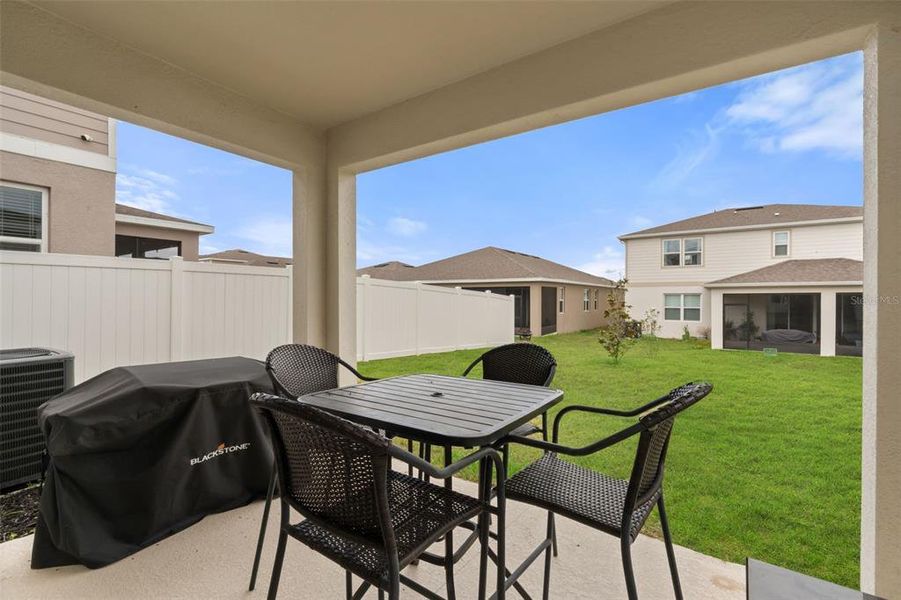 Exterior details and patio area of a home in Seasons at The Grove, Mascotte (Image 4).